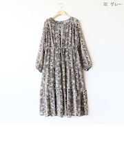 ペイズリーパターンシフォンワンピース[41416353]natural mist