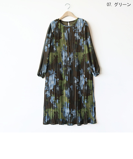 フラワーアートプリーツワンピース[41416355]natural mist