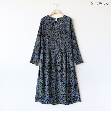 小花柄プリーツ切り替えワンピース[41416354]natural mist
