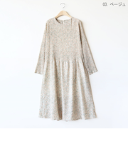 小花柄プリーツ切り替えワンピース[41416354]natural mist