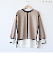 ニット切り替えジャージープルオーバー[22011458]natural mist