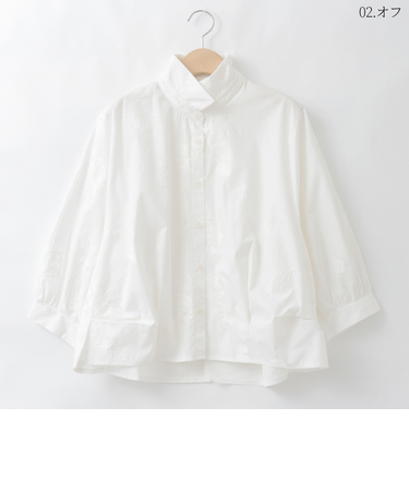 フラワー刺繍ボリュームシルエットブラウス  [30113672]natural mist