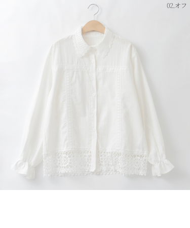 ジョイントレースコットンデザインブラウス  [41413654]natural mist