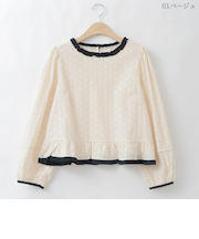 フリルヘムレースデザインブラウス  [41413657]natural mist