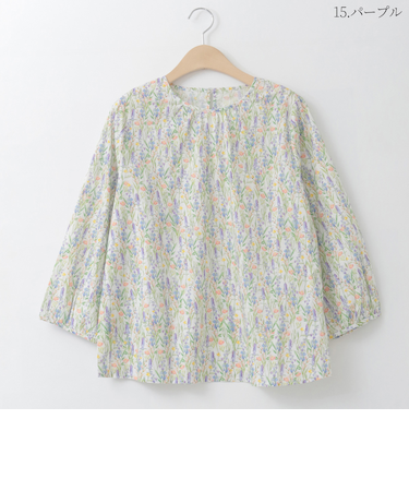 ボタニカルプリントコットンブラウス  [41413669]natural mist