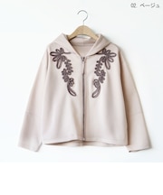 コード刺繍フーディーパーカー[61714430]natural mist