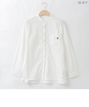 ダブルポケットバンドカラーデザインシャツ  [30113648]natural mist