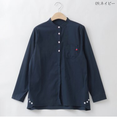 ダブルポケットバンドカラーデザインシャツ  [30113648]natural mist