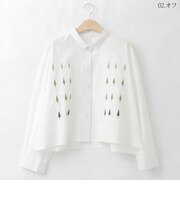 ツリー刺繍コットンデザインブラウス  [30113671]natural mist