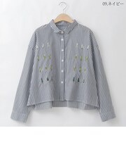 ツリー刺繍コットンデザインブラウス  [30113671]natural mist