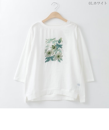 フラワーイラストシアートップス  [22011469]natural mist