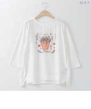 フラワーイラストシアートップス  [22011469]natural mist