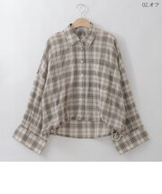 ドロストヘムドロップワイドチェックシャツ  [31813637]natural mist