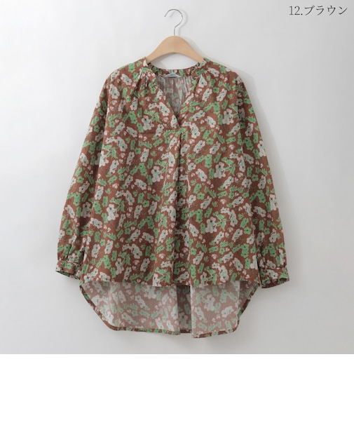 アートプリントスキッパーブラウス  [31813639]natural mist