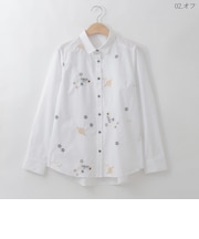 ギャラクシー刺繍デザインシャツ  [71213729]natural mist