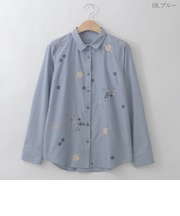 ギャラクシー刺繍デザインシャツ  [71213729]natural mist