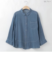 【洗える】コットンシアーデニムシャツ  [71213630]natural mist