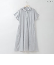 オープンカラーストライプワンピース  [61716370]natural mist