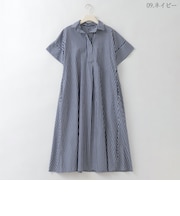 オープンカラーストライプワンピース  [61716370]natural mist