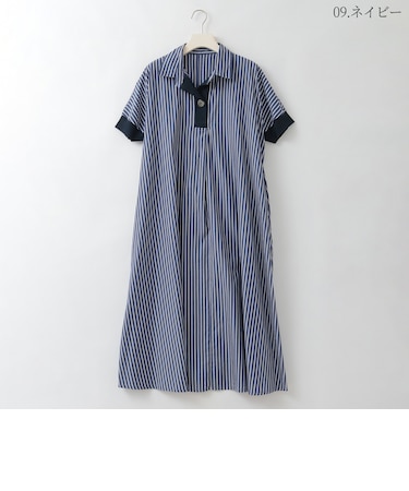 リブジョイントストライプワンピース  [61716371]natural mist
