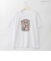イラストデザインコットンTシャツ  [22011533]natural mist