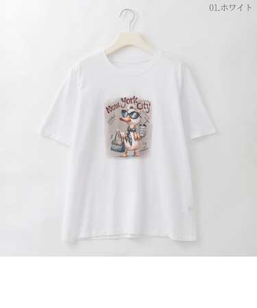 イラストデザインコットンTシャツ  [22011533]natural mist