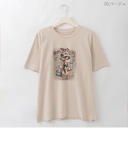 イラストデザインコットンTシャツ  [22011533]natural mist