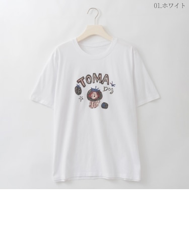 TOMA DOGアートプリントTシャツ  [22011535]natural mist