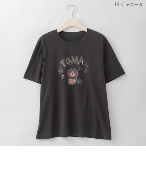 TOMA DOGアートプリントTシャツ  [22011535]natural mist