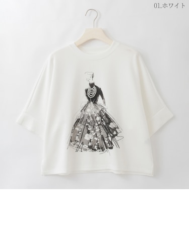 デッサンアートパールポイントTシャツ  [22011562]natural mist