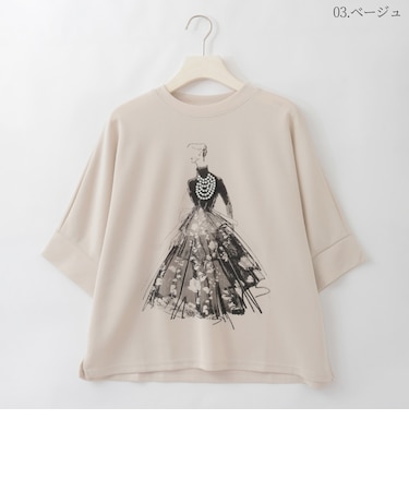 デッサンアートパールポイントTシャツ  [22011562]natural mist