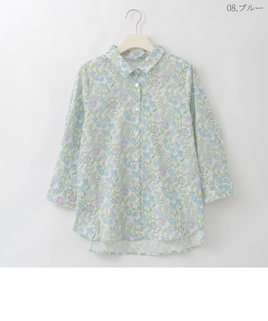 総柄プリント七分袖ブラウス  [41413753]natural mist