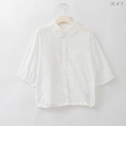 フラワー刺繍ドロストシャツ  [41413791]natural mist