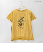 フラワーブーケプリント刺繍デザインTシャツ  [22011544]natural mist
