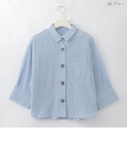 ビックボタンラウンドヘムデザインシャツ  [41413755]natural mist