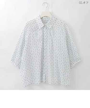 小花プリントラグランシルエットブラウス  [41413758]natural mist
