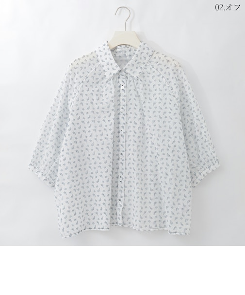 小花プリントラグランシルエットブラウス  [41413758]natural mist