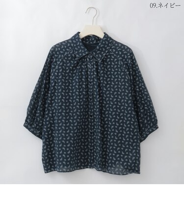 小花プリントラグランシルエットブラウス  [41413758]natural mist