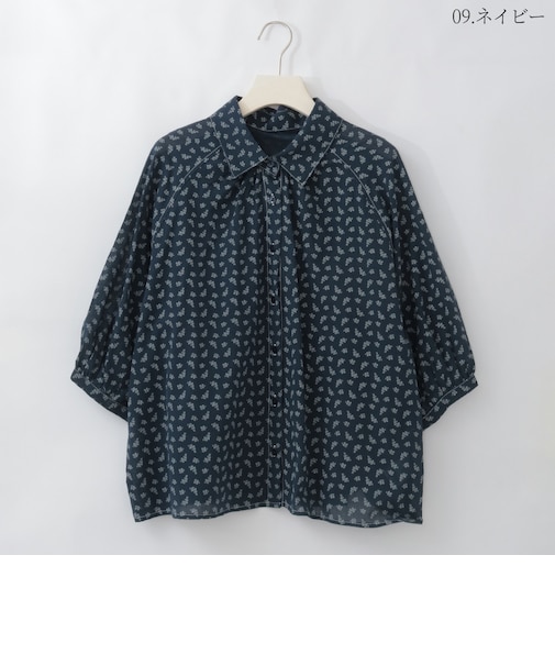 小花プリントラグランシルエットブラウス  [41413758]natural mist
