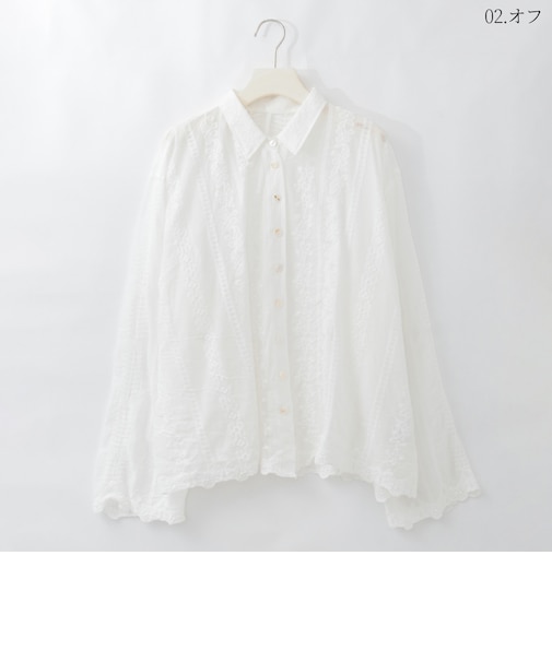 ステッチ刺繍エアリーブラウス  [41413799]natural mist