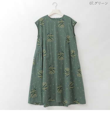 フラワー刺繍コットンリネンワンピース  [61716365]natural mist