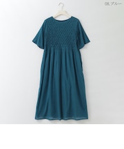 スモッキング刺繍Aラインワンピース  [41716382]natural mist
