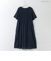 スモッキング刺繍Aラインワンピース  [41716382]natural mist