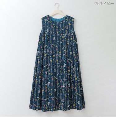 【リバーシブル】フラワーラインプリントワンピース  [41716392]natural mist