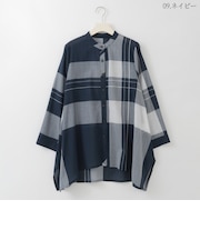 シアーチェックバンドカラーシャツ  [61713708]natural mist