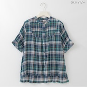 マドラスチェックシアーブラウス  [61713855]natural mist