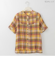 マドラスチェックシアーブラウス  [61713855]natural mist