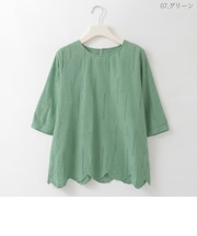 スカラップヘムコットンレースブラウス  [30113701]natural mist