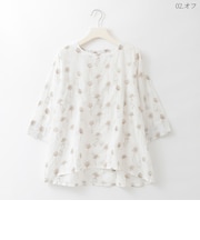 モチーフ刺繍デザインコットンブラウス  [41713680]natural mist