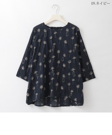 モチーフ刺繍デザインコットンブラウス  [41713680]natural mist
